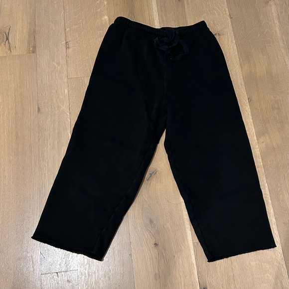 AGOLDE BLACK THICK DRAWSTRING SWEATPANTS CROPPED WOMEN'S XS - Picture 1 of 7